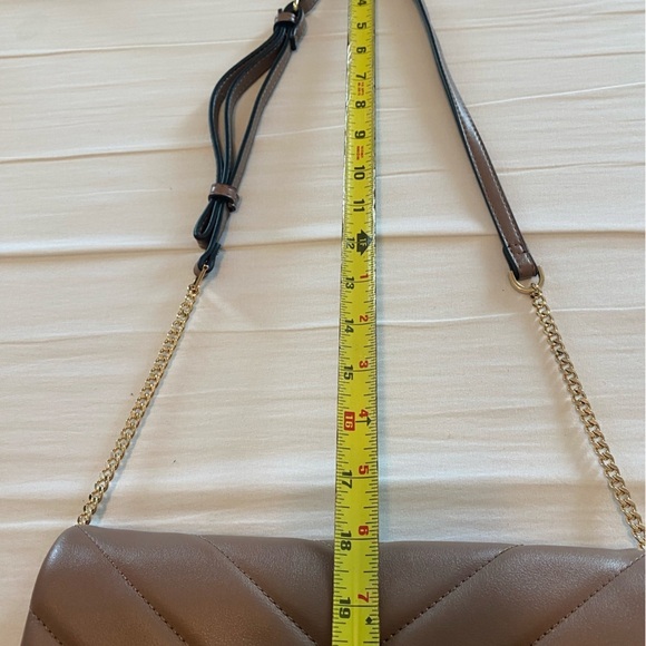 NWOT A New Day Quilted Satchel Handbag with chain crossbody brown tan neutral - Picture 7 of 8